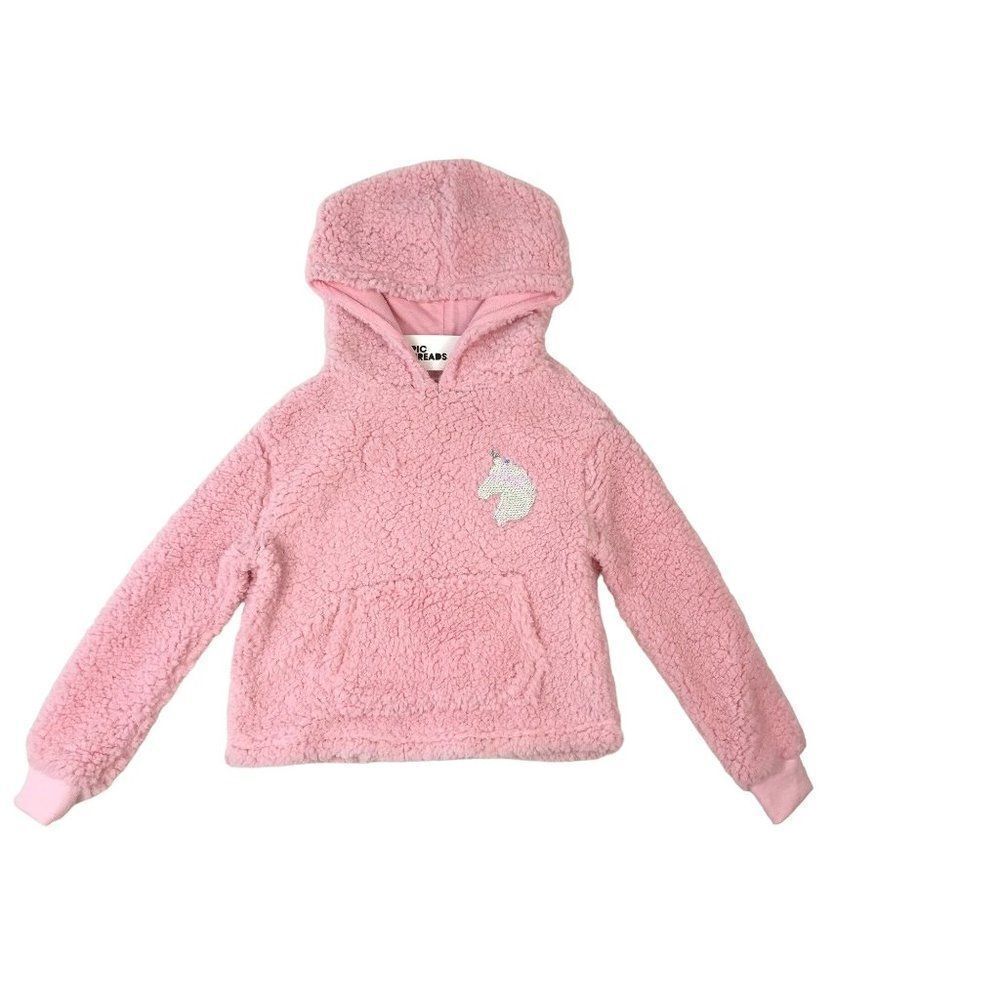Epic Threads Girls Pink Sequined Unicorn Fleece Hoodie Size Girls Small NWT